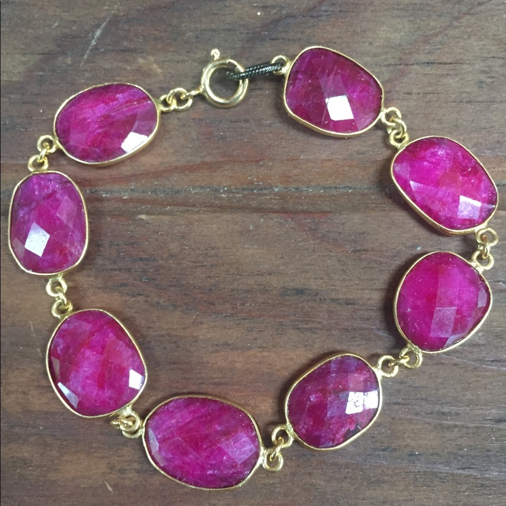 Oval ruby bracelet with gold vermeil Special Order